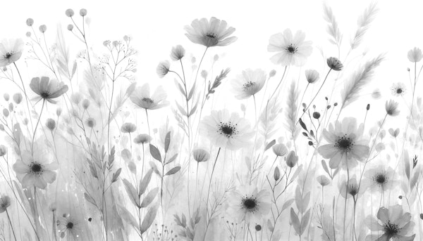 Magical dream meadow in grey version