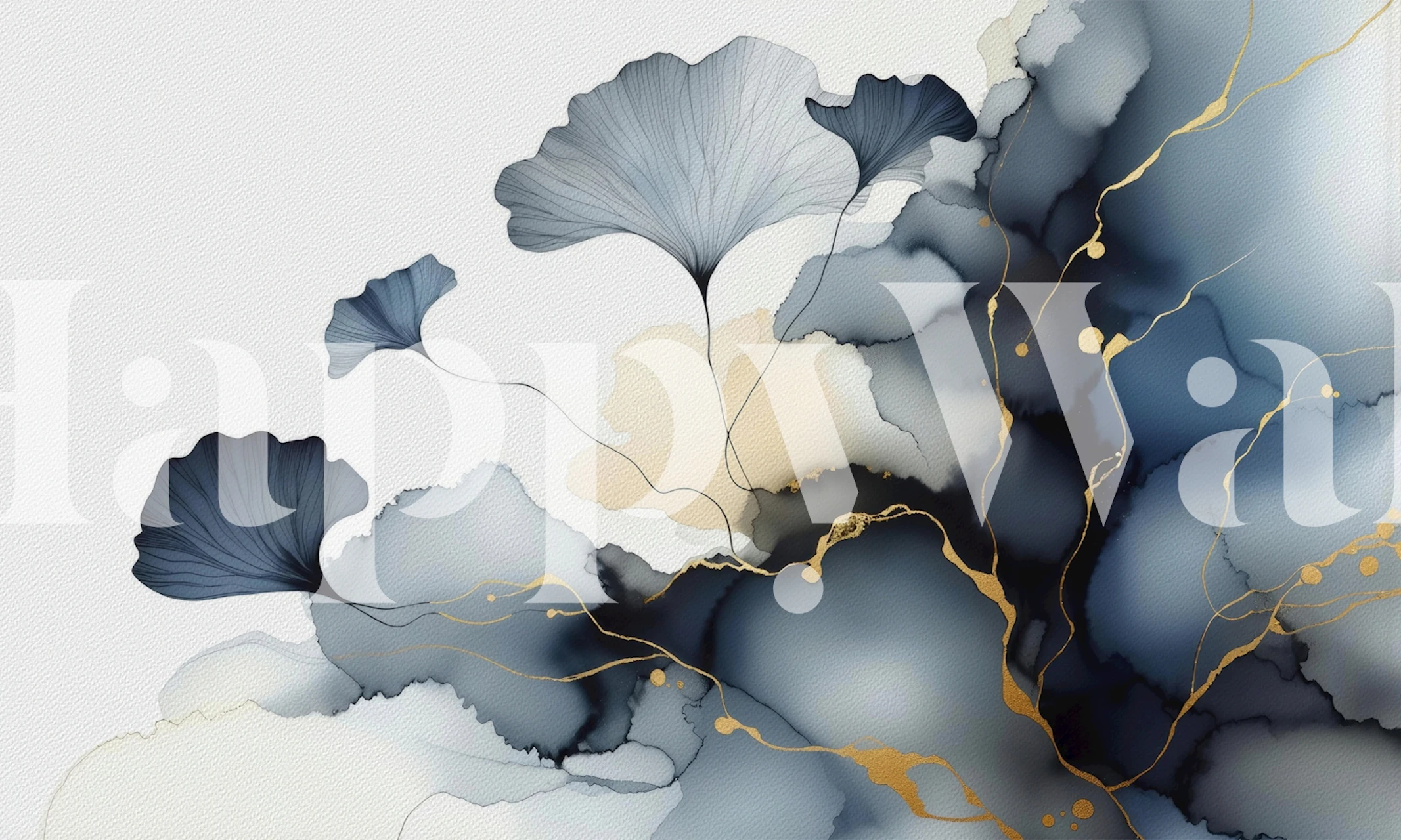 Elegant Ginkgo Veil behang in een kamer