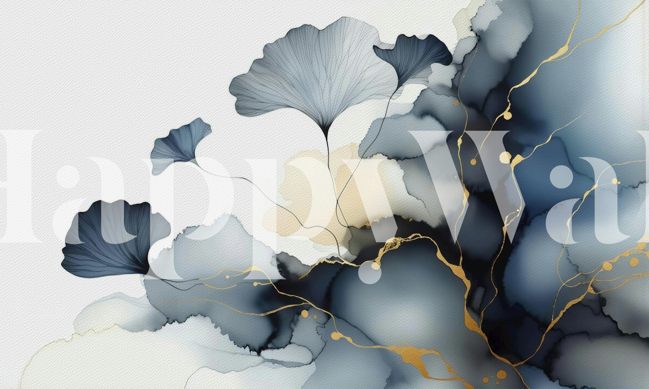 Elegant Ginkgo Veil wallpaper in a room