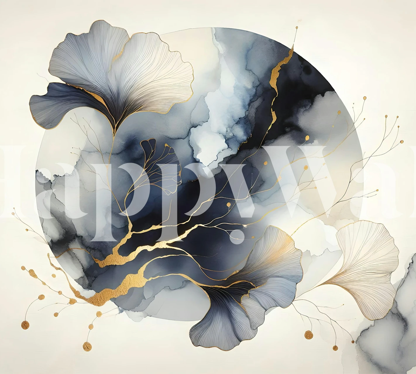 Chic Ginkgo Moon wallpaper in a modern interior