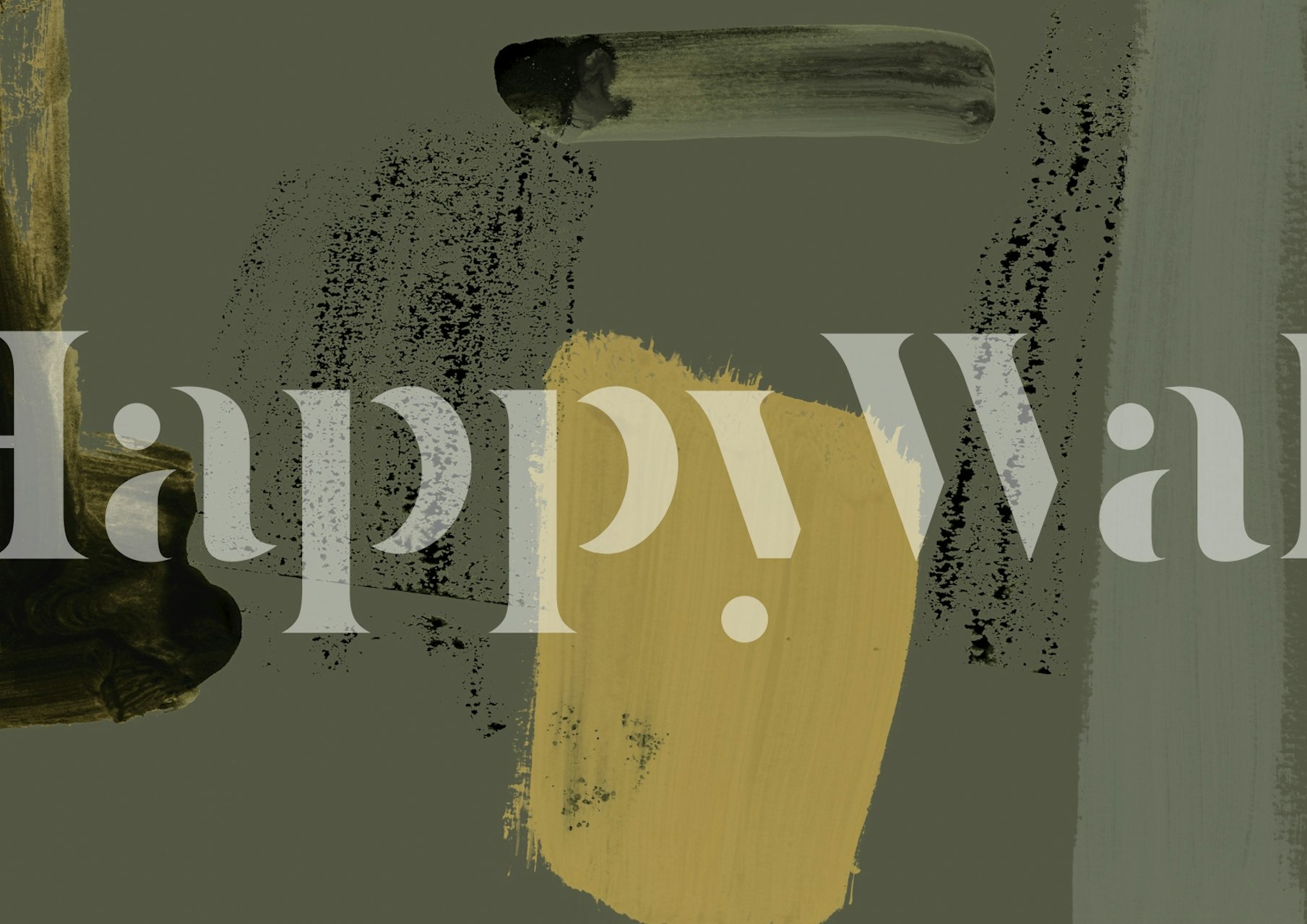 Abstract brushstroke design in muted greens and gold wallpaper