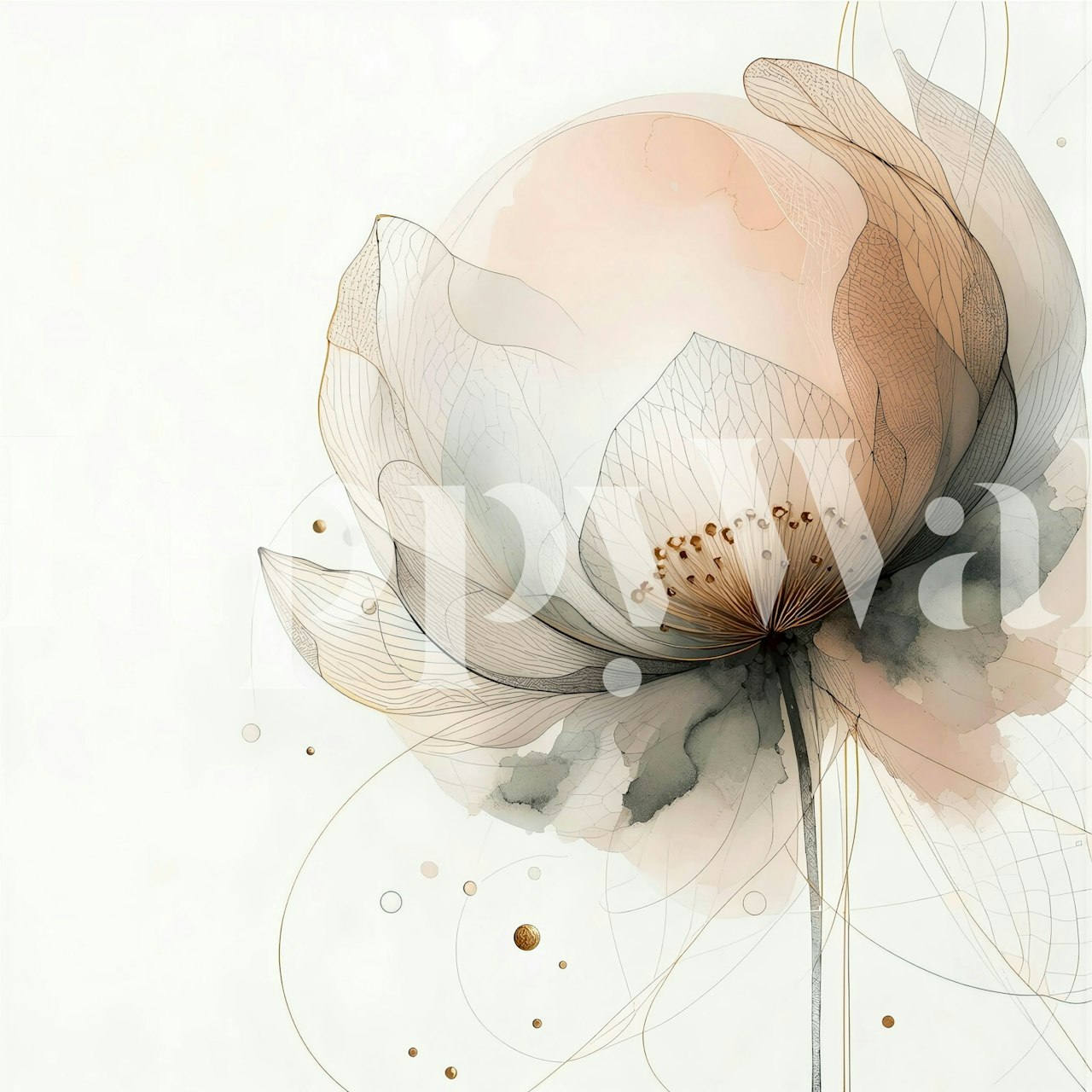 Ink Wash Lotus Dream wallpaper in a room