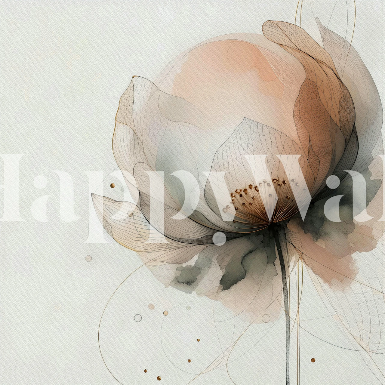 Ink Wash Lotus Dream wallpaper in a room