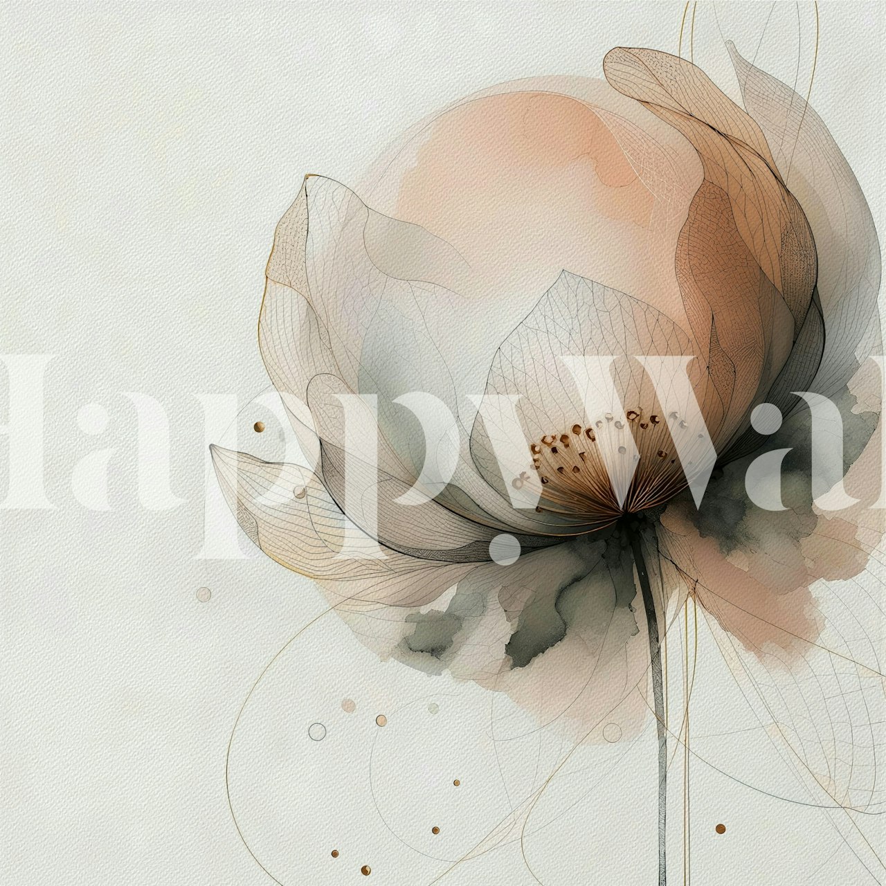 Tapeta Ink Wash Lotus Dream u sobi