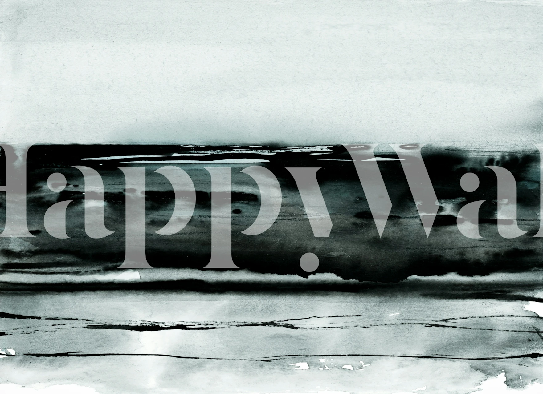 Black and white watercolor landscape with soft waves and horizon wallpaper