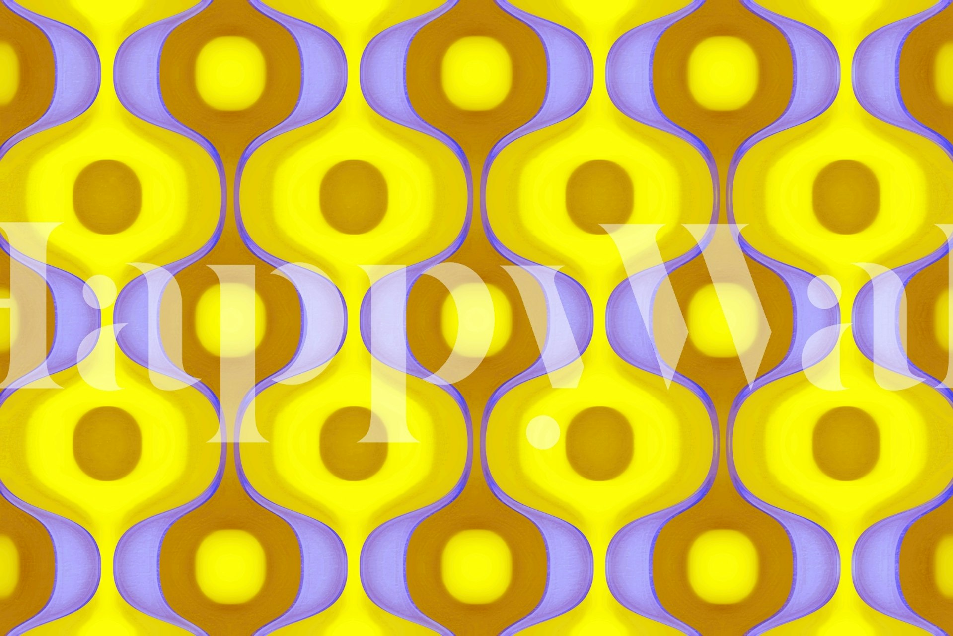 Textured Yellow 70s Groovy Geometry tapetti huoneessa