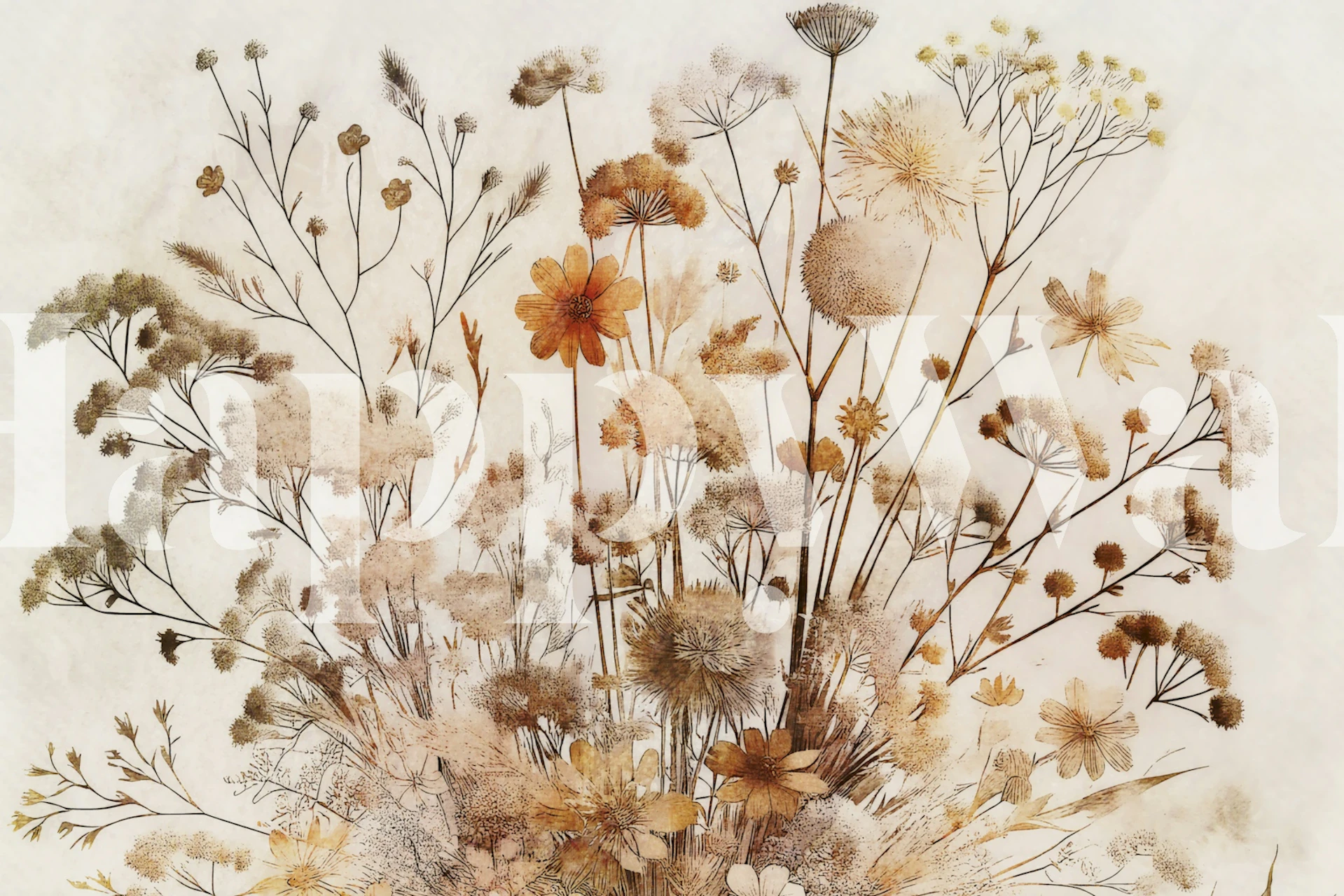 Dried Autumn Flora Essence papel de parede em um quarto