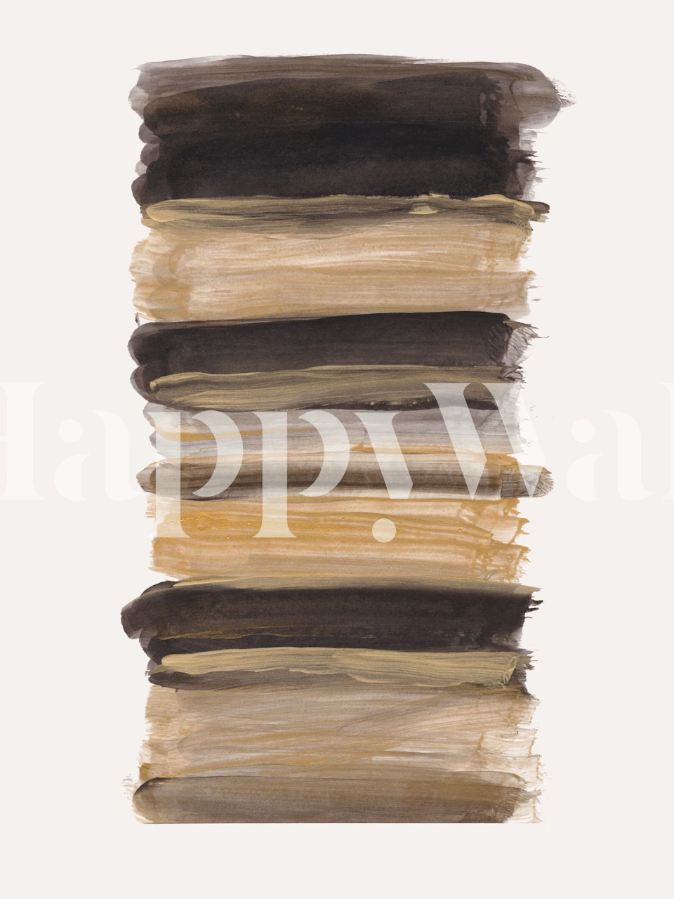 Abstract brushstroke pattern in black, taupe, and beige wallpaper