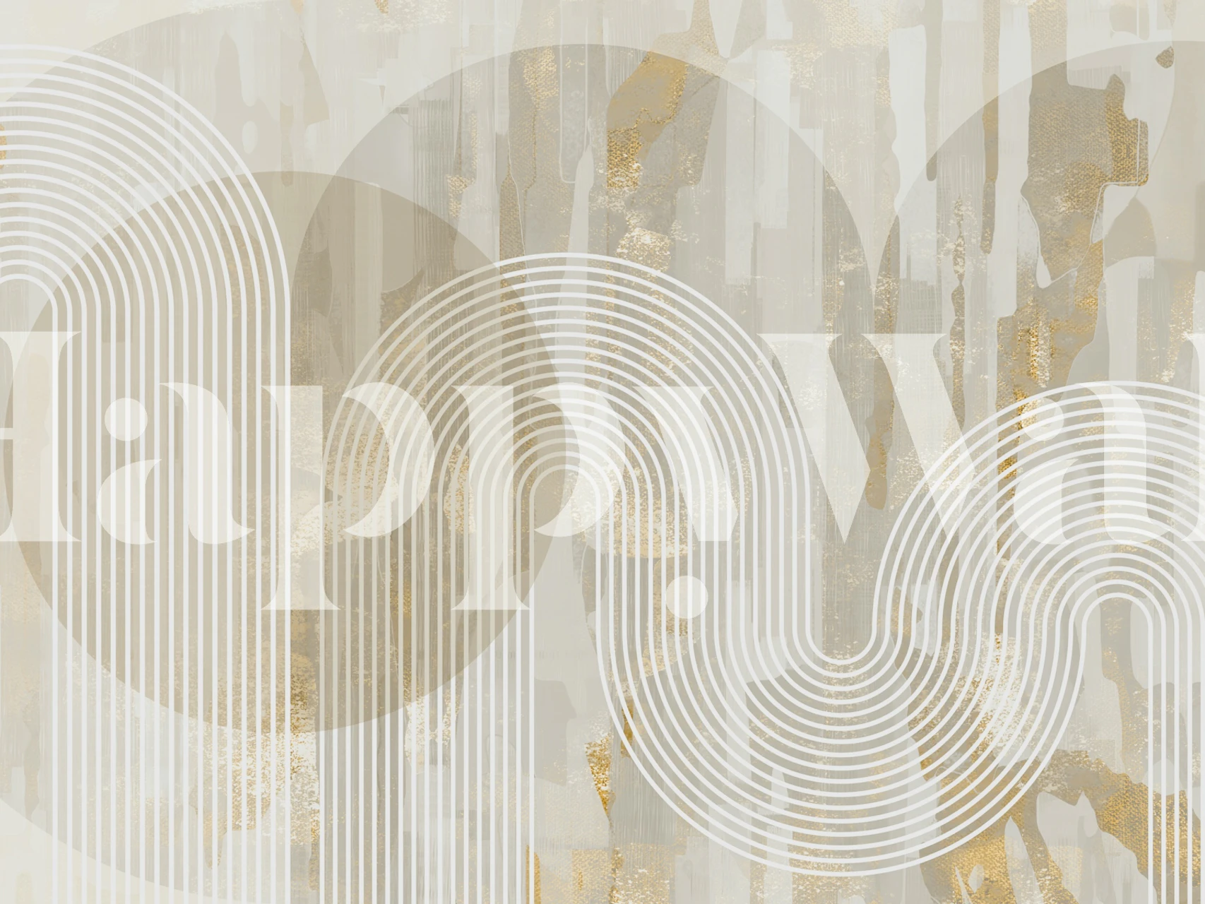 Metallic moon waves wallpaper in a neutral room