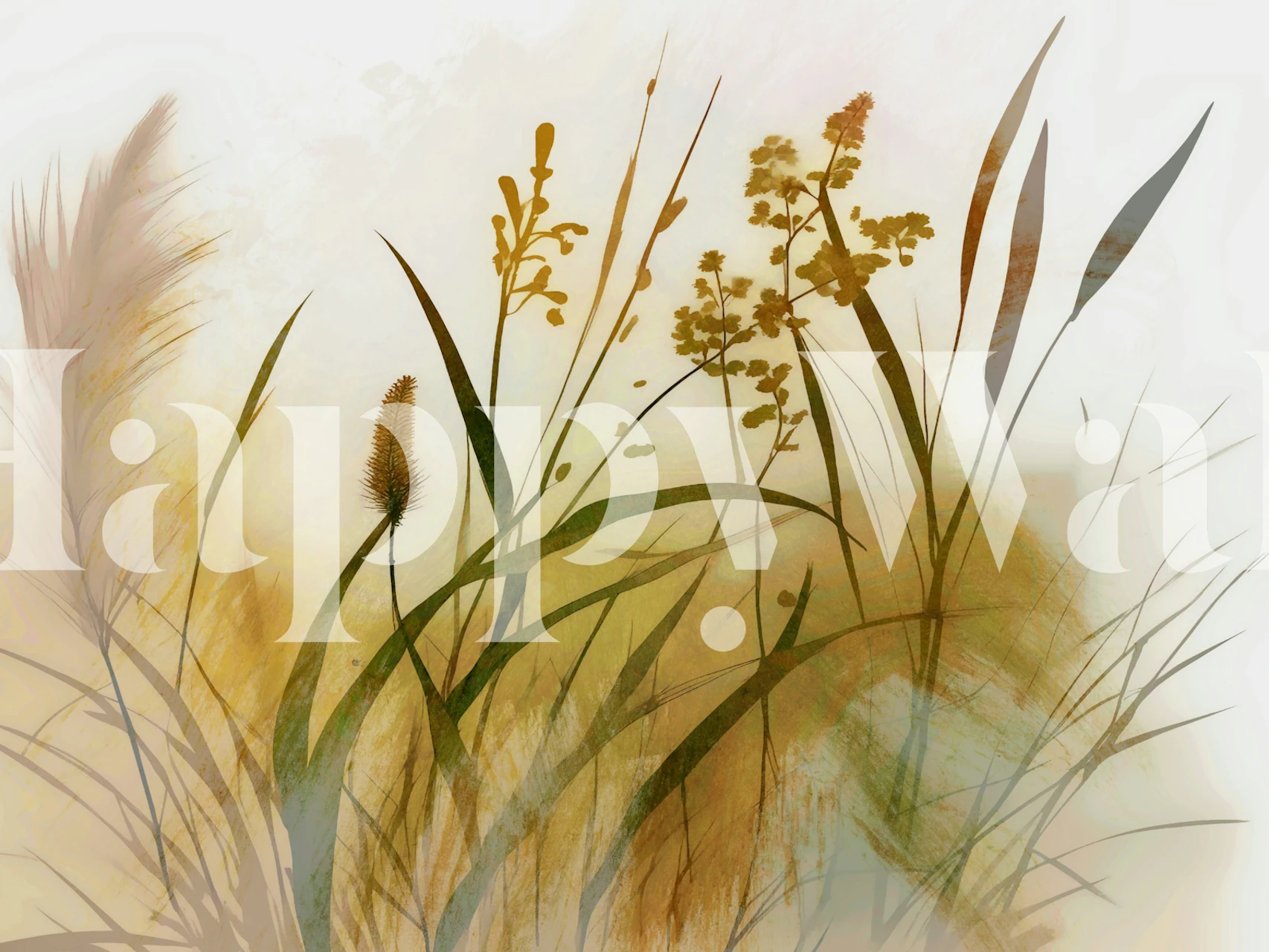 Golden Reed Whispers tapet design i et rom