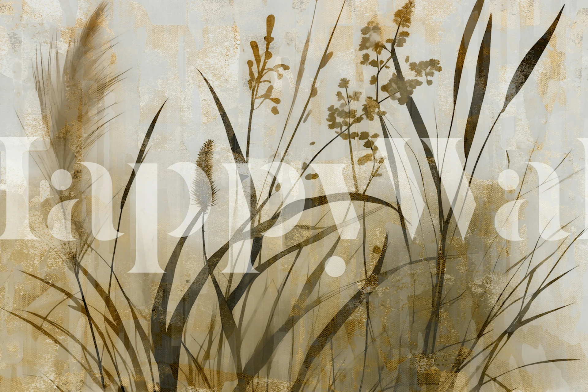 Elegant wallpaper featuring golden grasses