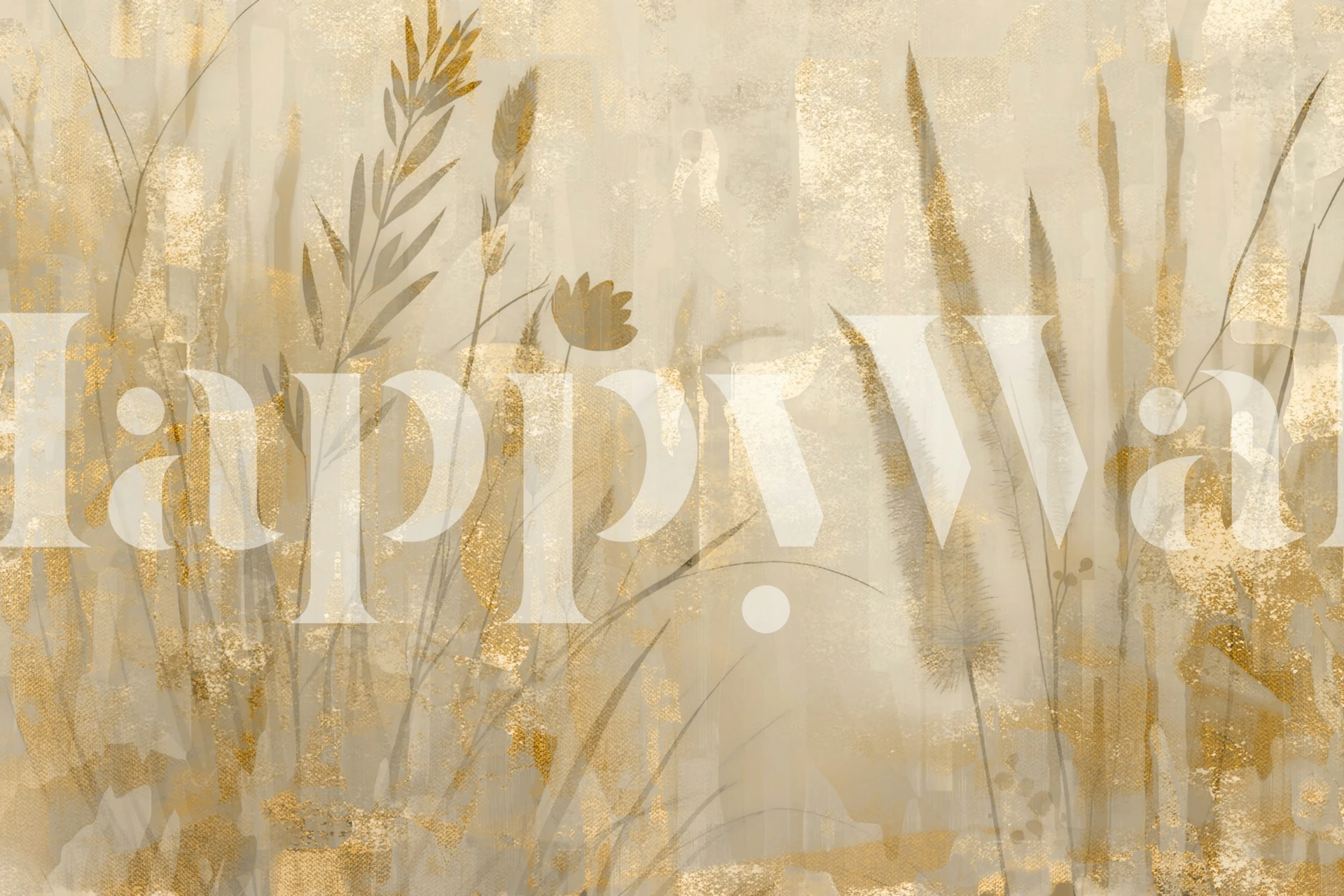 Gilded Botanical Elegance wallpaper in a room