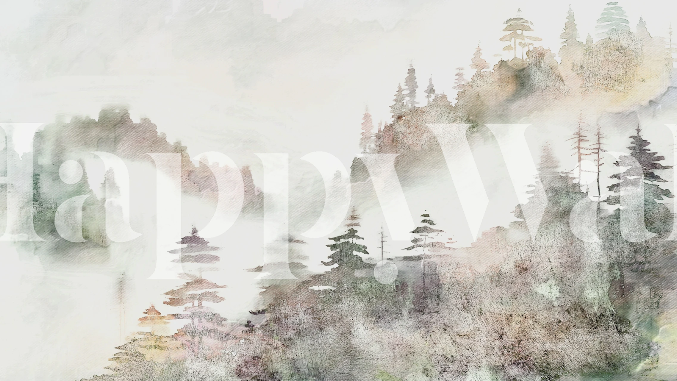 Misty Pines Art Scene wallpaper in a room