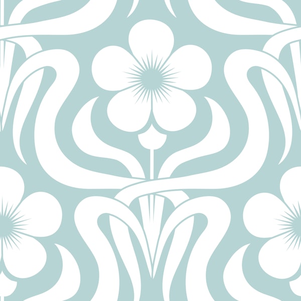 Art Deco flower garden mint blue