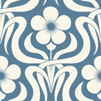 Art Deco flower garden blue ταπετσαρία