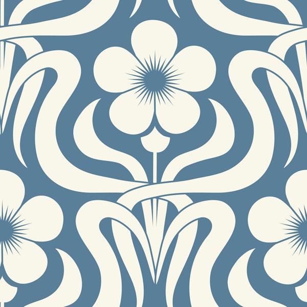 Art Deco flower garden blue