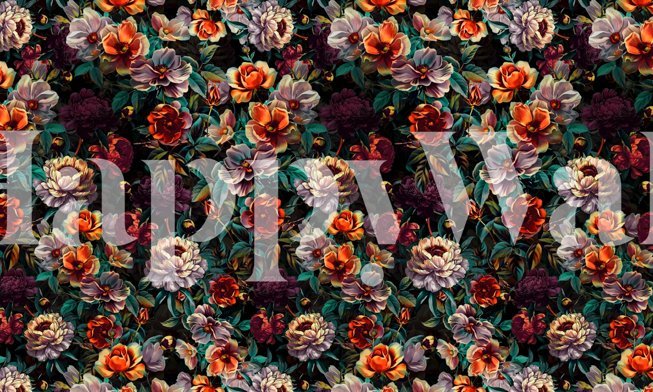 Whispers of the Night bloemenbehang in een kamer