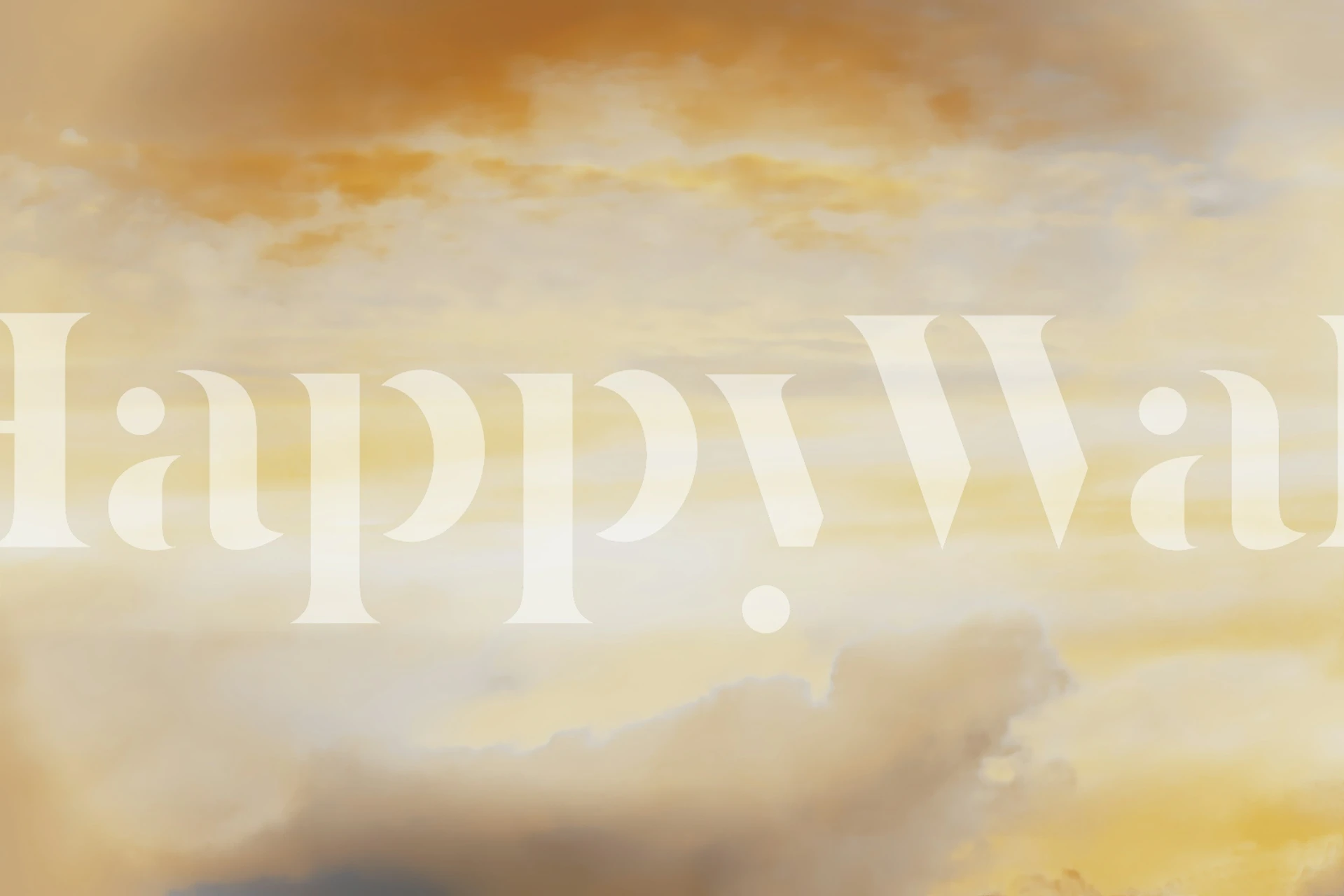 Surreal Golden Clouds papel de parede em um quarto