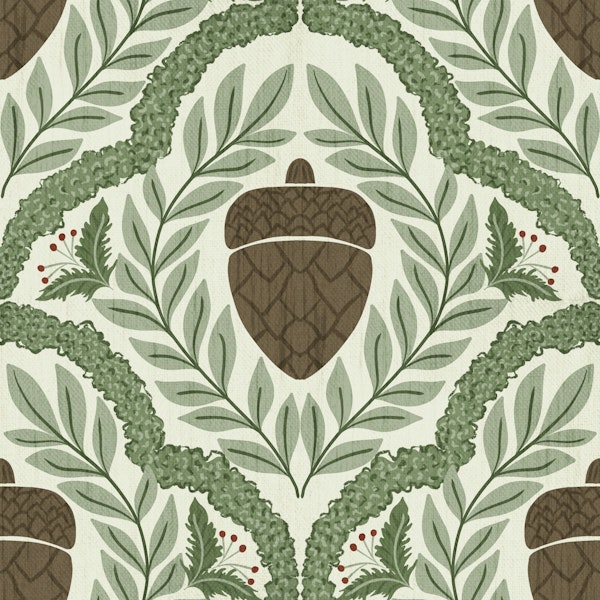 Woods foliage with pine acorns and berries