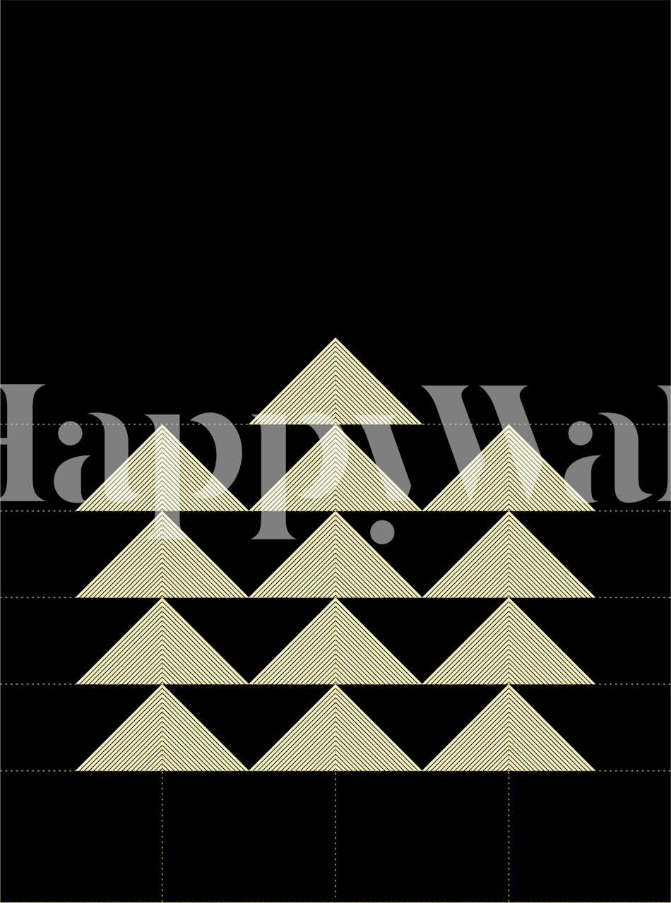 Minimal geometric Christmas tree wallpaper in a room
