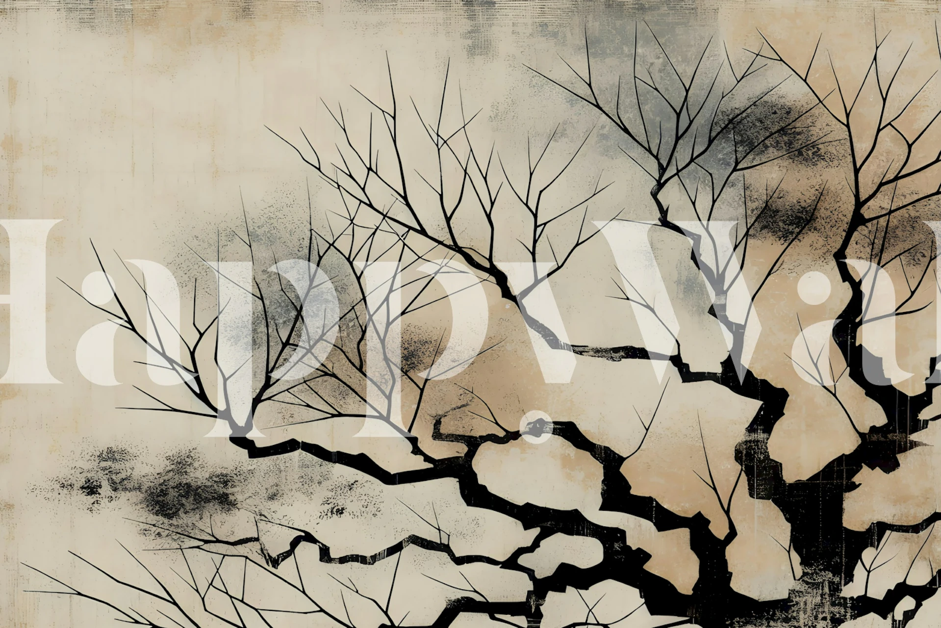 Japandi Forest Abstract tapet i et rom