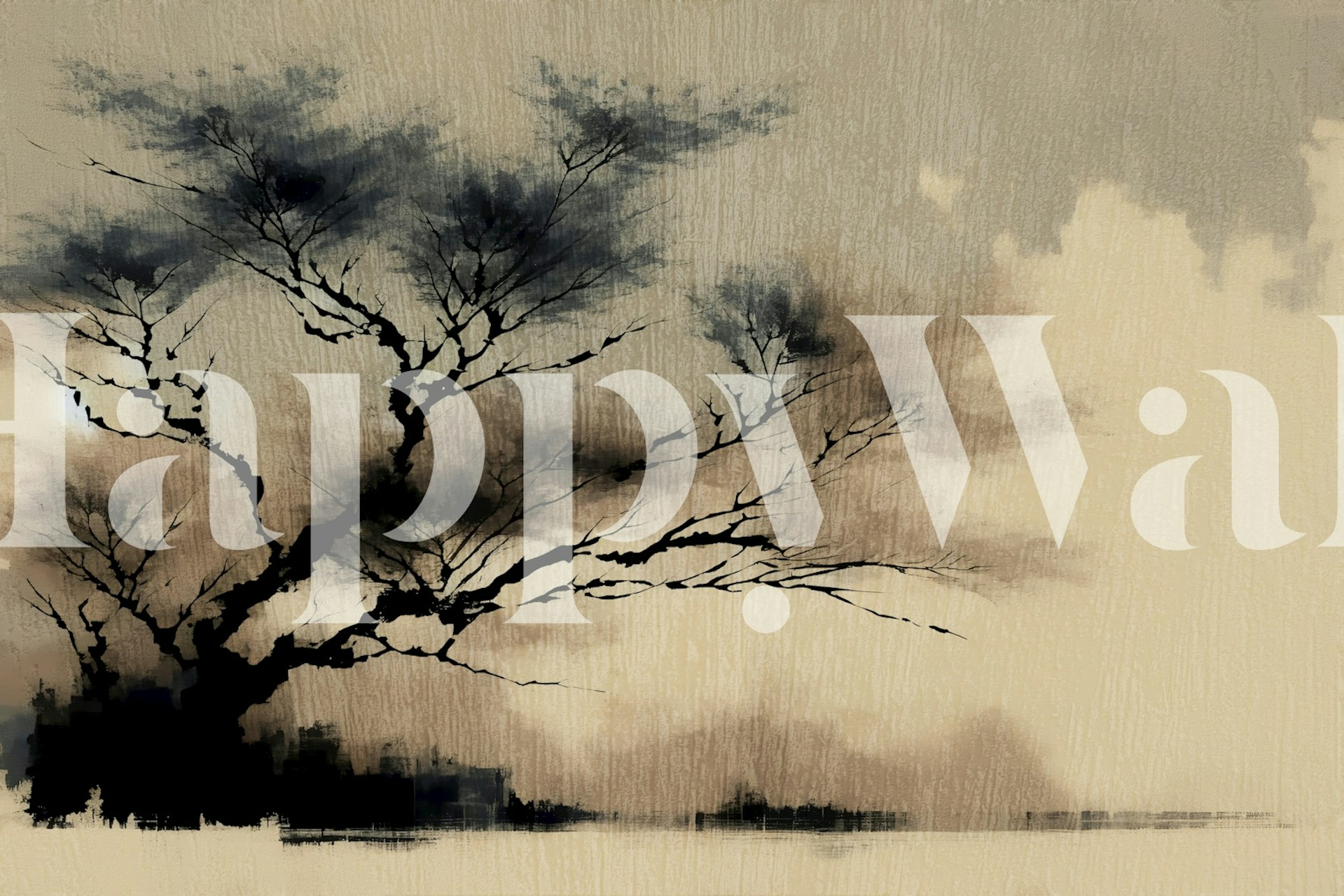 Japandi Nature Canvas papier peint dans une pièce