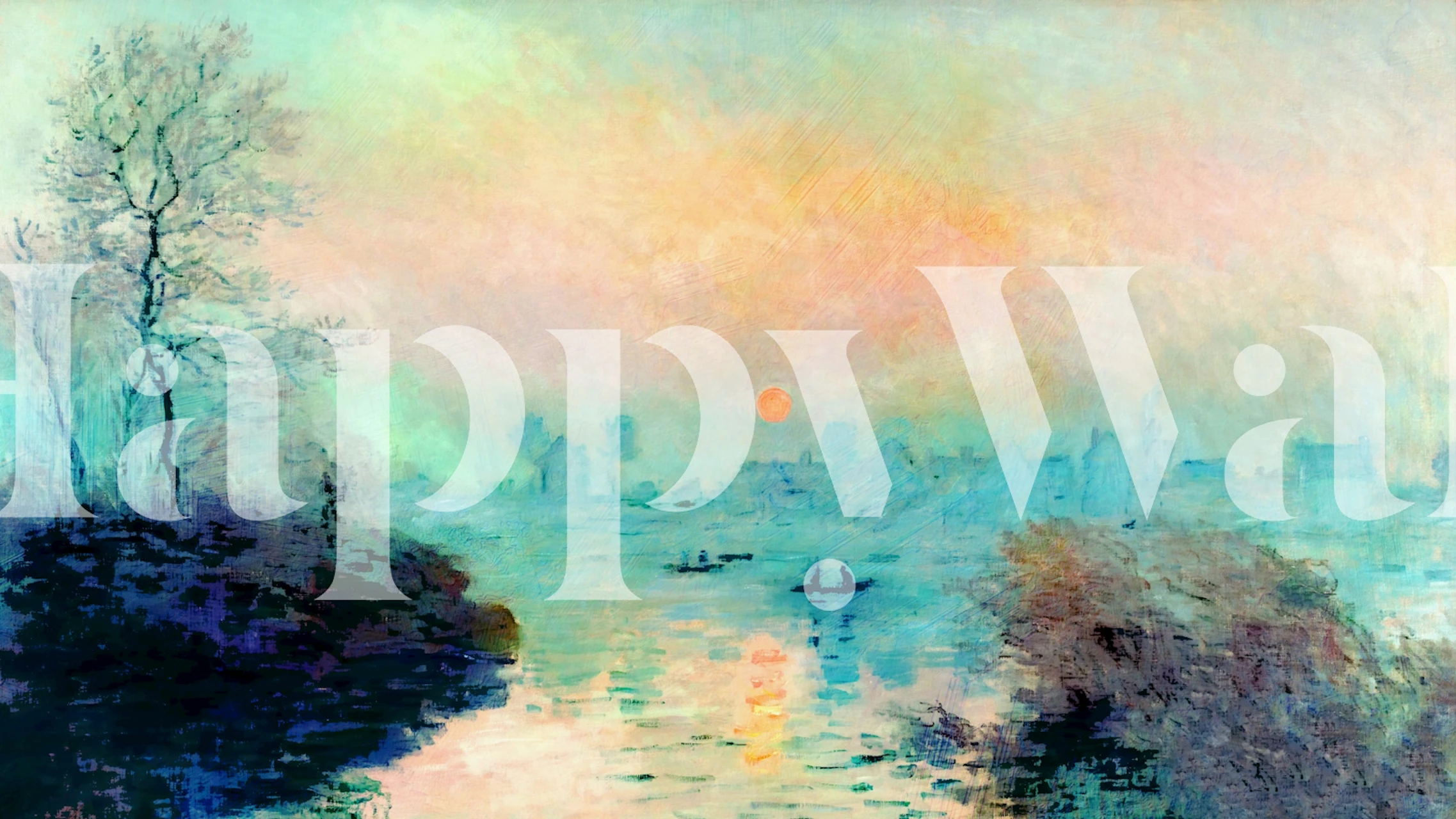 Pastel Lake Dreams behang in een kamer