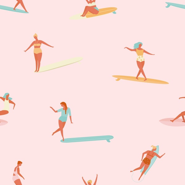 Girls surfers pink