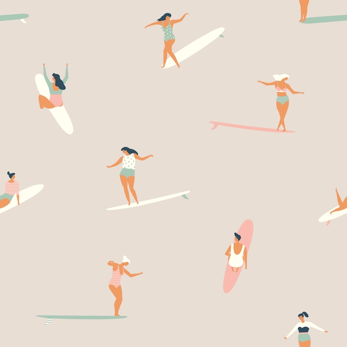 Retro Surf Girls Wallpaper | HappyWall