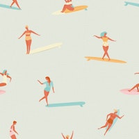 Girls surfers beige ταπετσαρία