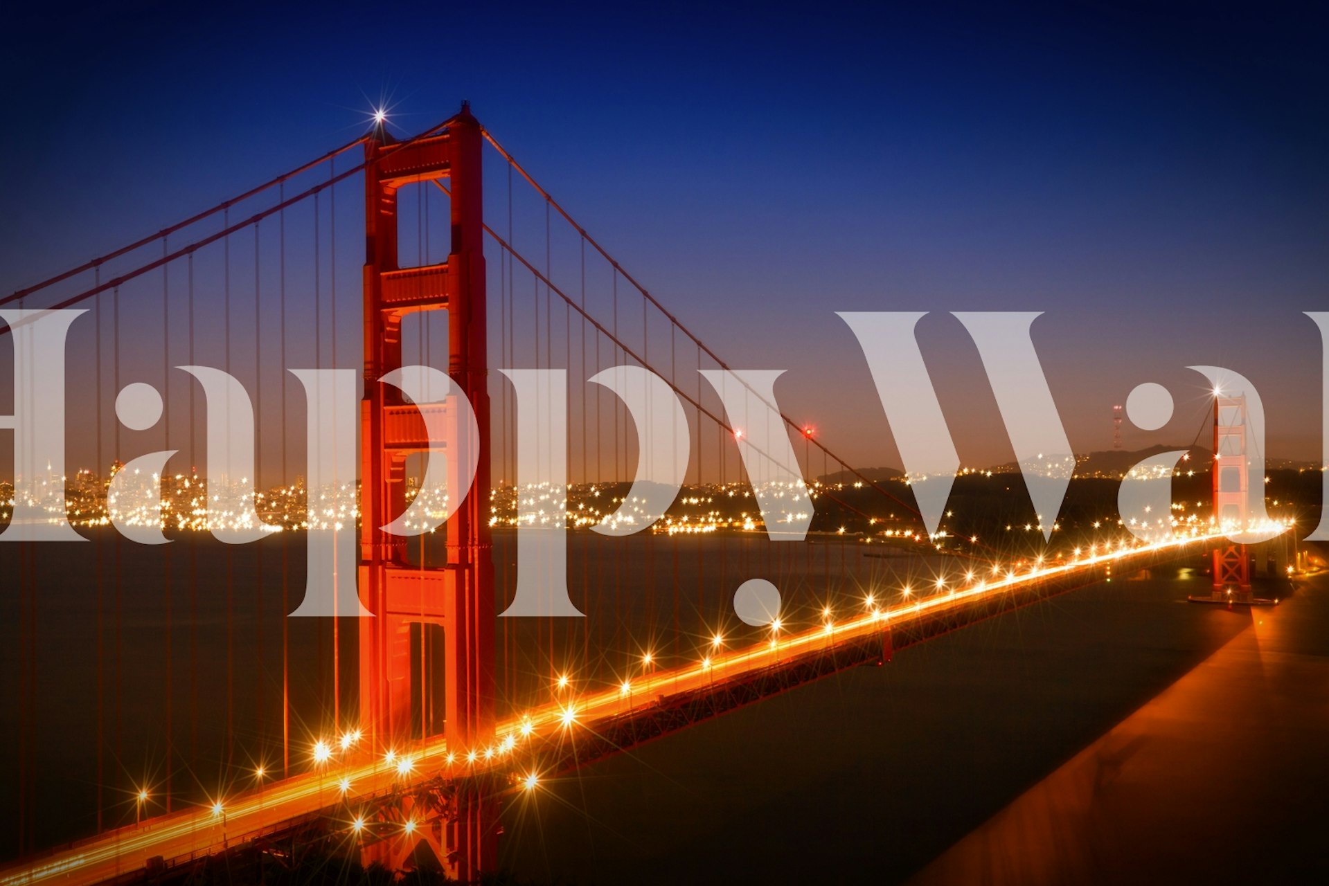 Golden Gate Bridge night view with bright lights wallpaper