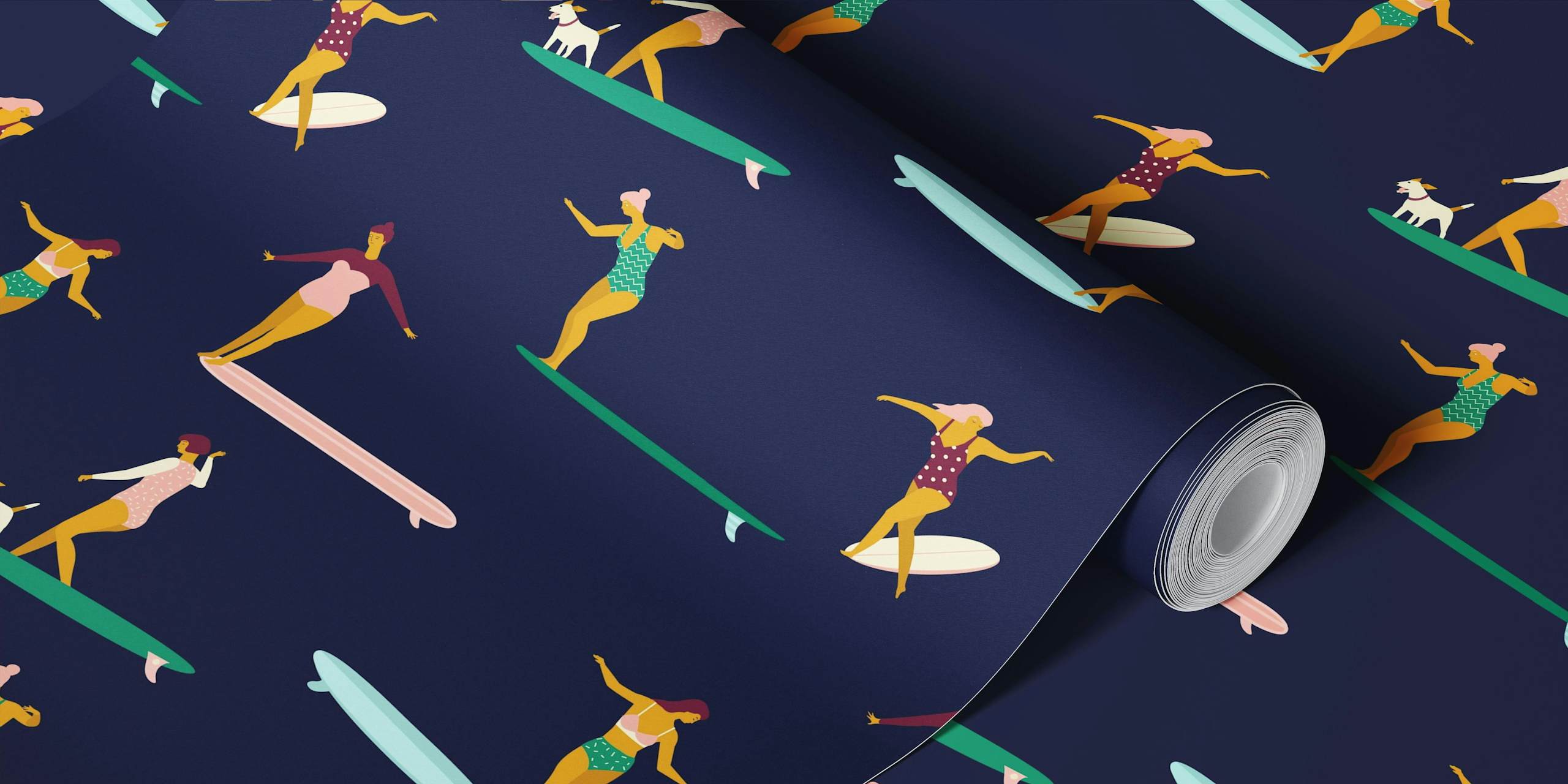 Soul surfers dark blue wzór tapety