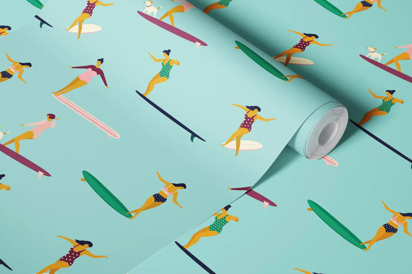 Soul surfers light blue wallpaper roll