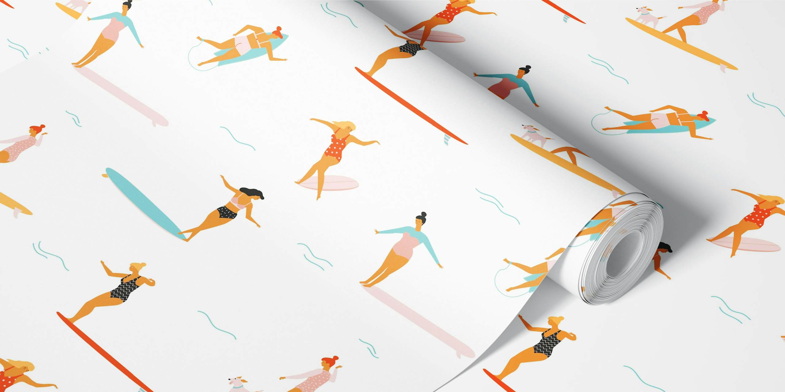 Ταπετσαρία Soul surfers white εμφανιζόμενη σε ένα δωμάτιο