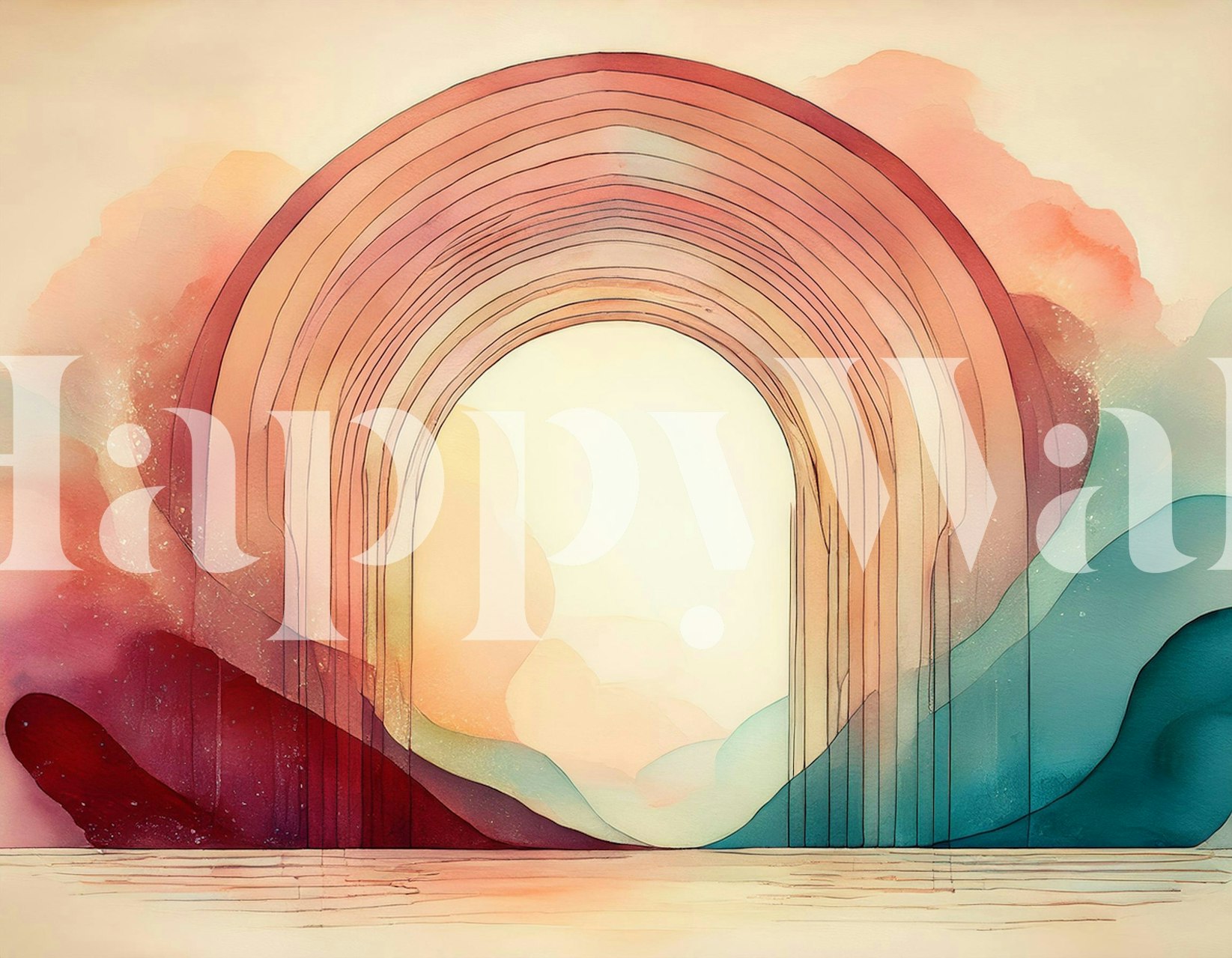 Papier peint Rainbow Dream Portal dans une pièce