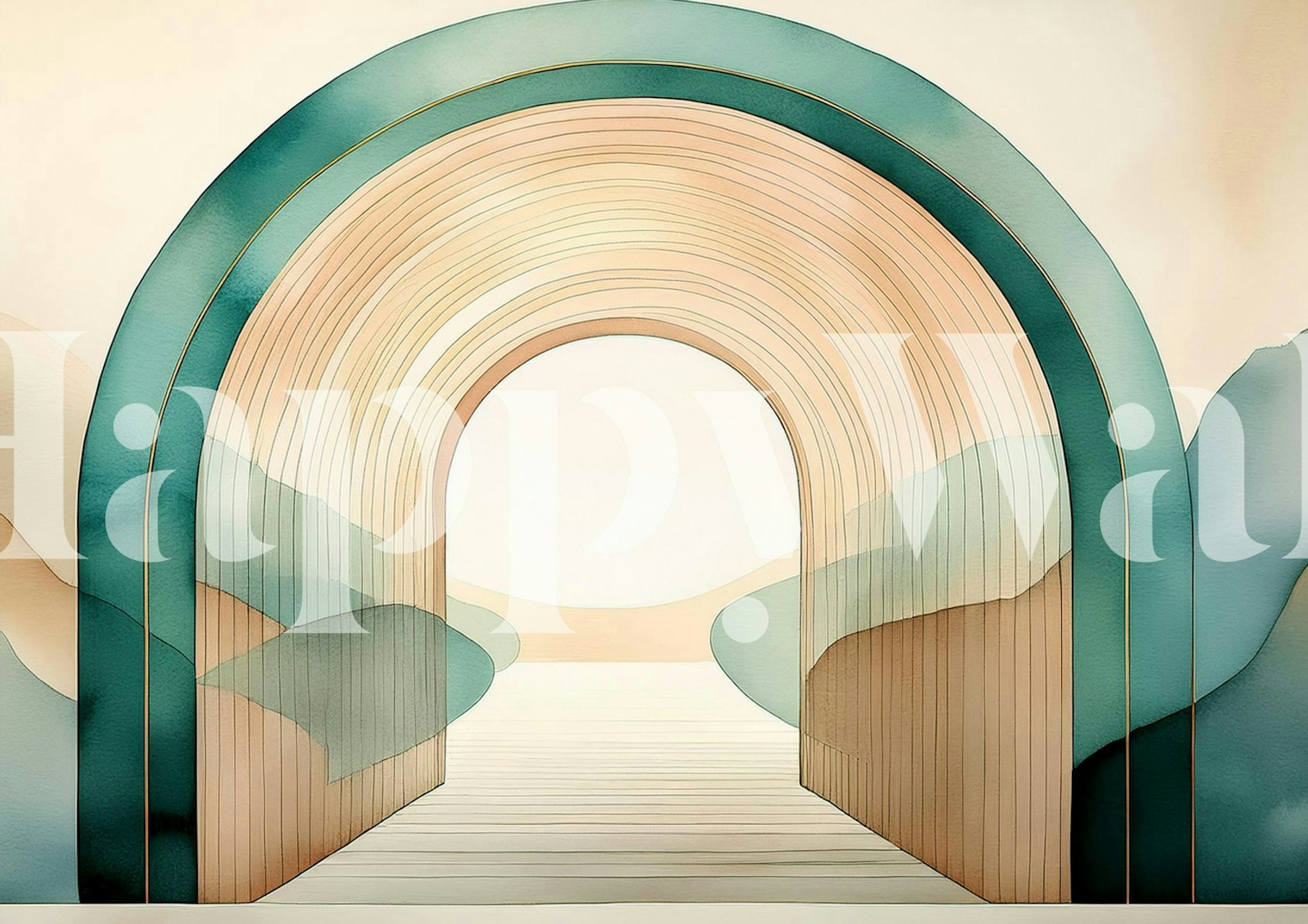 Carta da parati Teal Dream Arches in una stanza