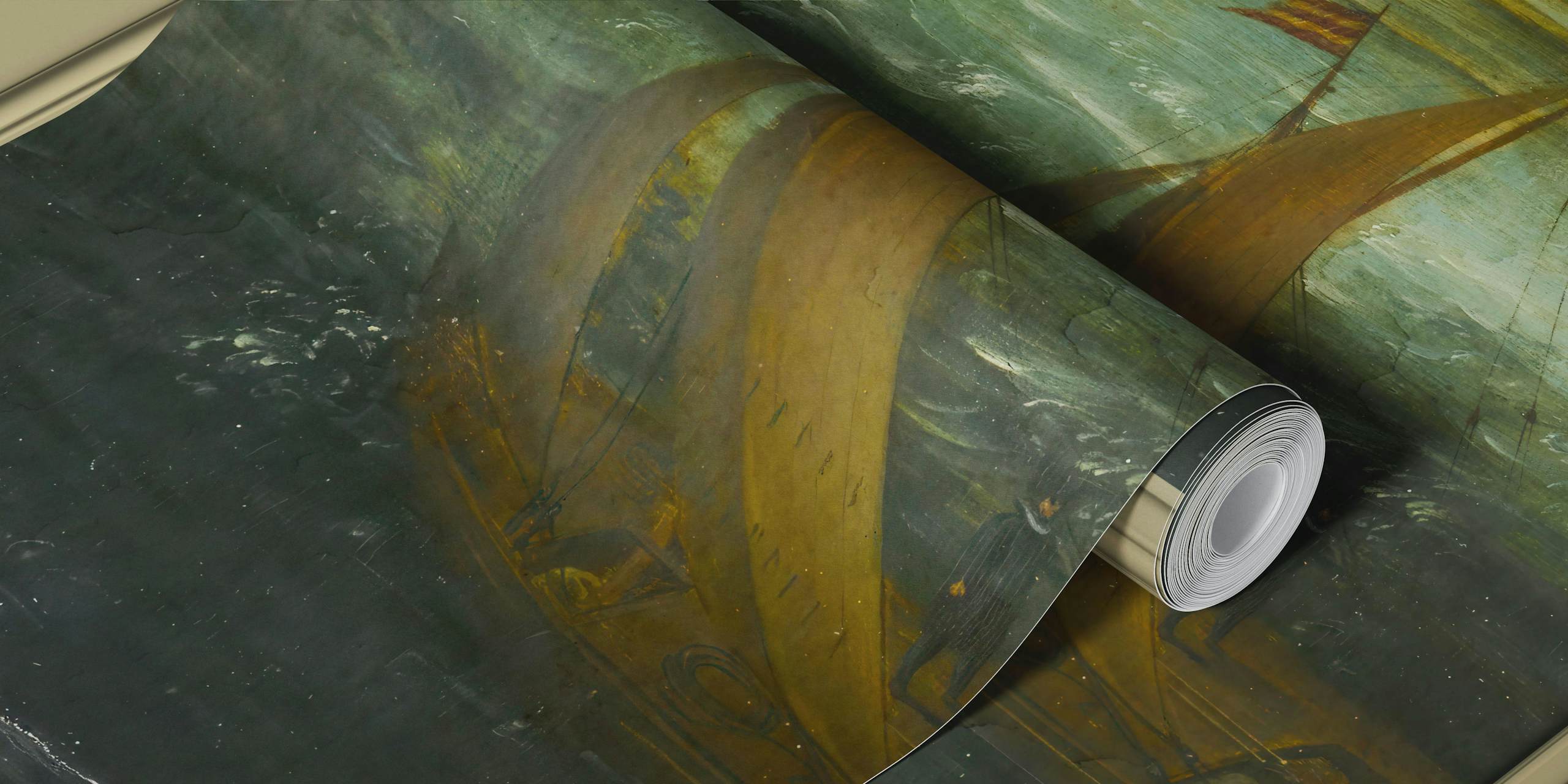 Vintage Maritime wallpaper u postavci sobe