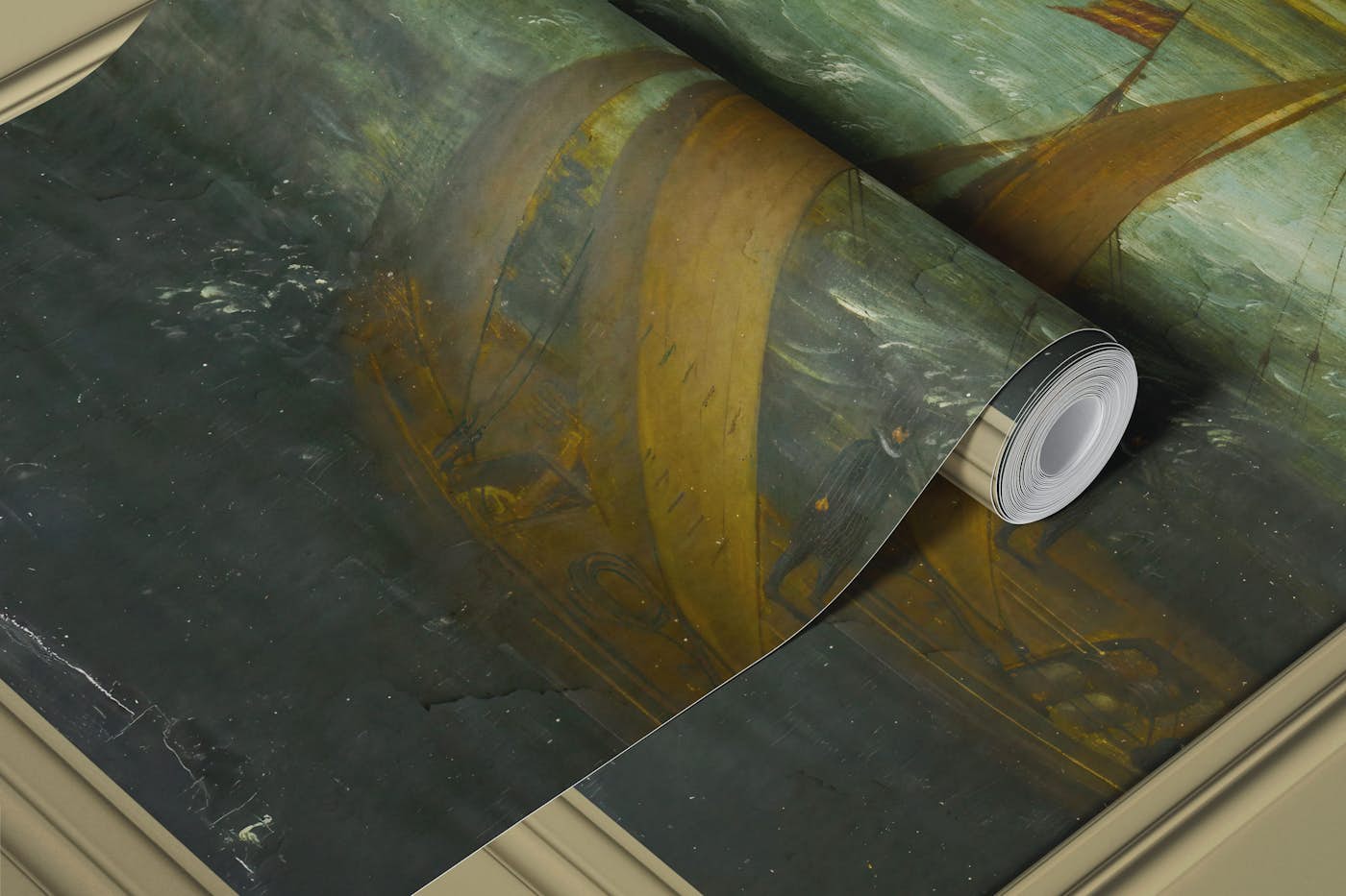 Vintage Maritime Vista Beige wallpaper roll