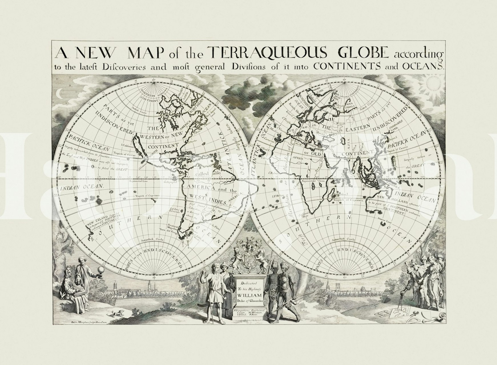 Antike Karten-Tapete in einem stilvollen Raum