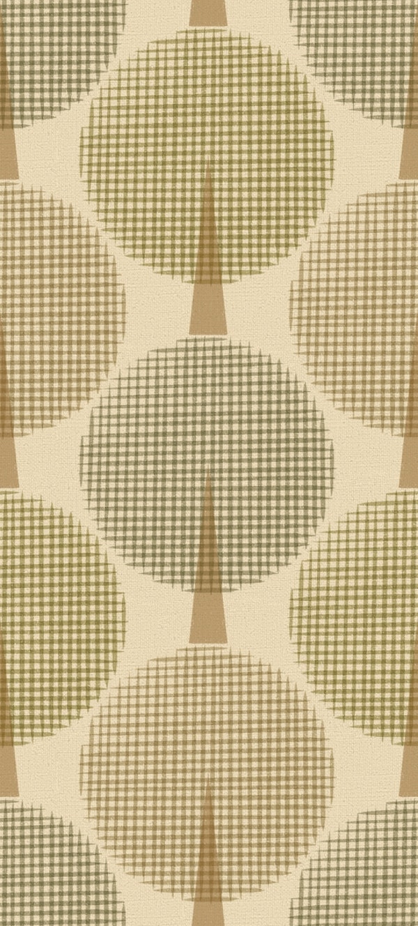 Mod Trees Geometric Retro Shapes Beige