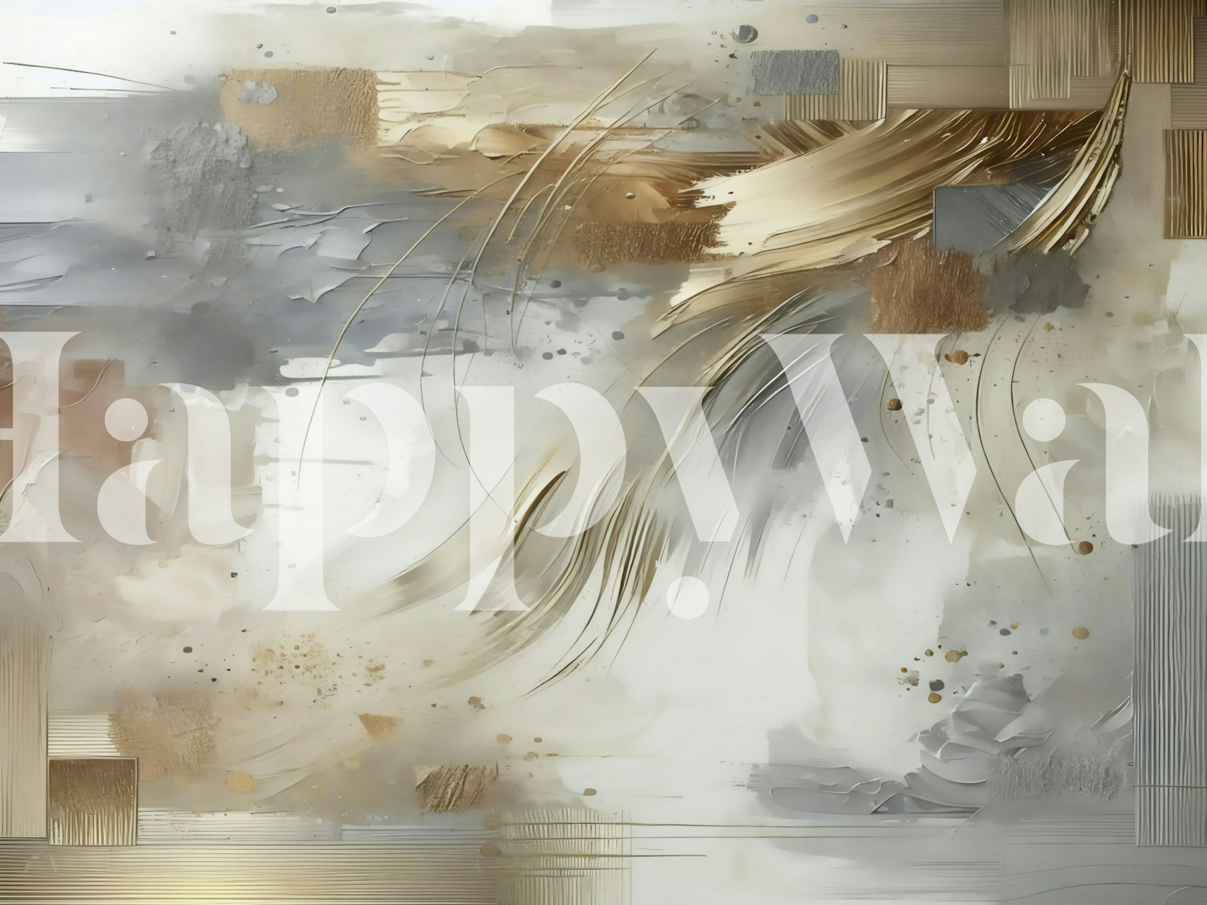 Gold and silver abstract brush strokes wallpaper.