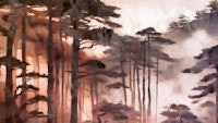 Moody Blush Asian Forest wallpaper