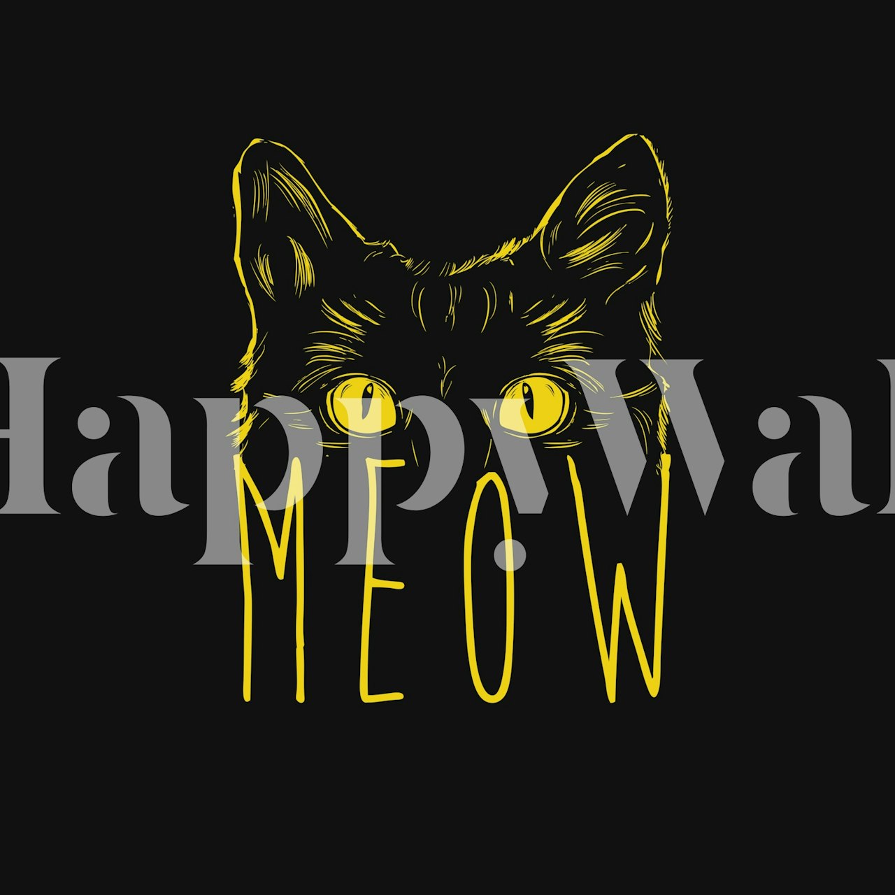 Tapeta Meow Cat zaprezentowana w pokoju