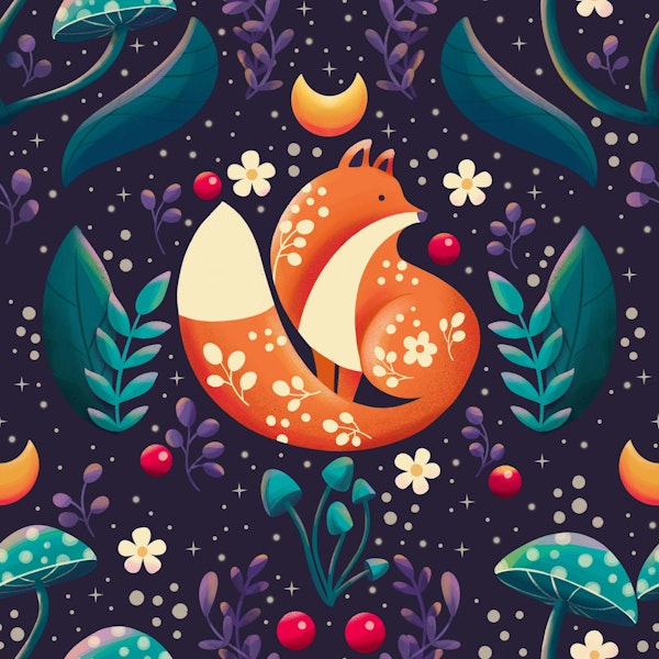 Enchanting Fox Forest and Mushrooms