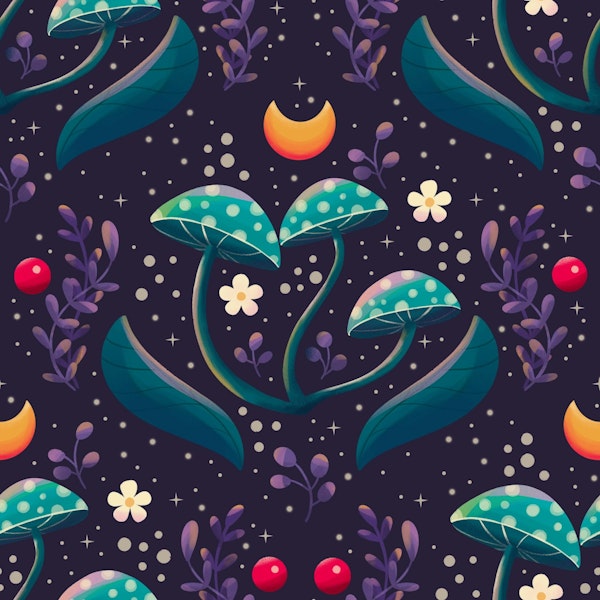 Enchanted Mushroom Forest Pattern
