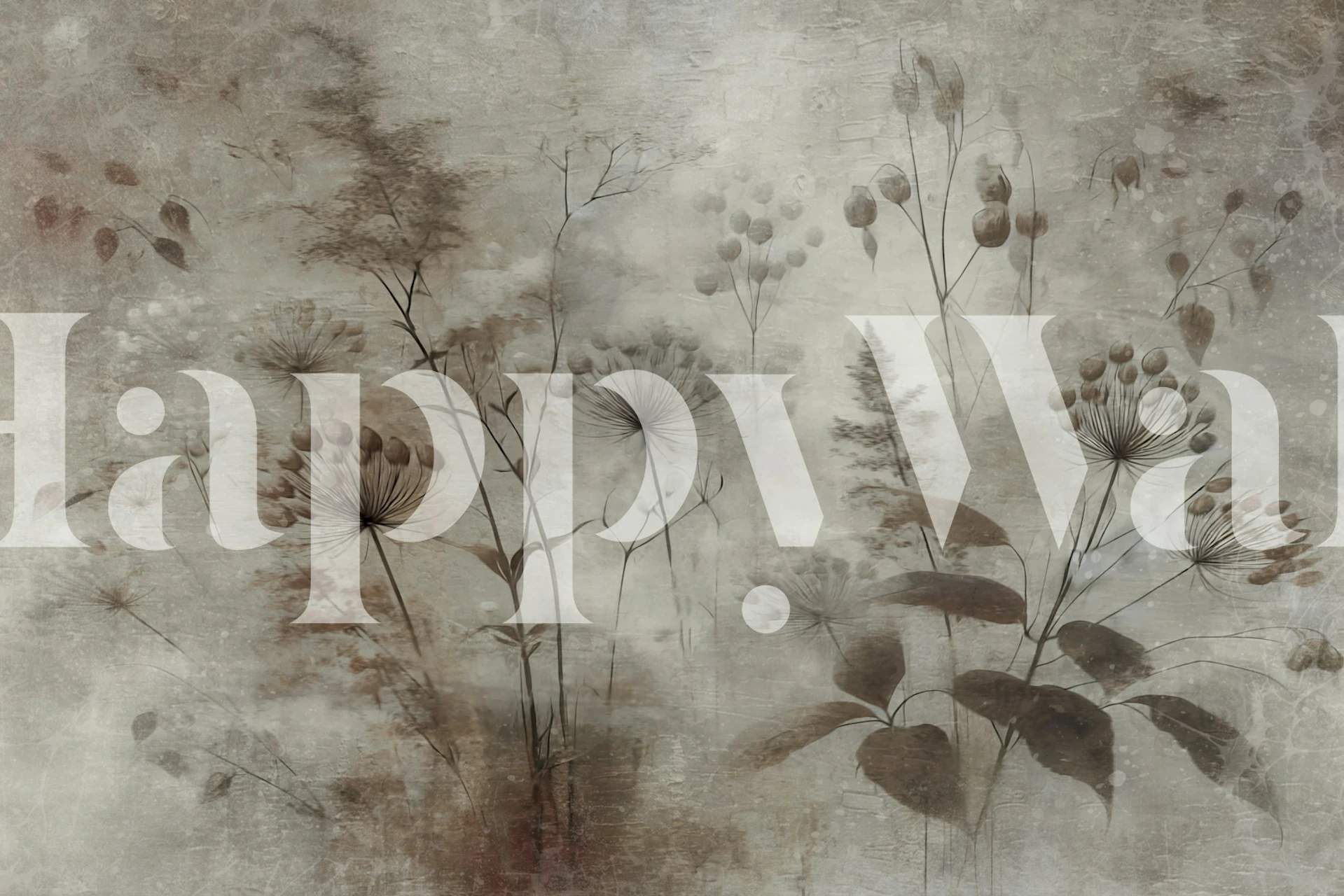 Delicate floral silhouettes in muted tones on a textured background wallpaper