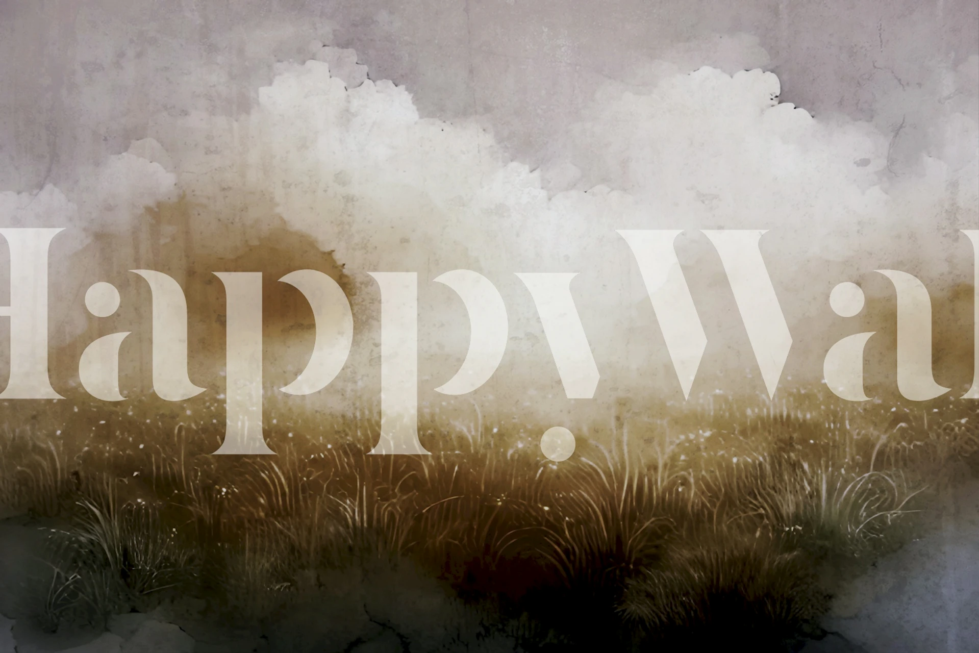 Soft watercolor autumn haze fields wallpaper in muted colors