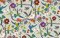 Hummingbirds and Passionflowers - grey papiers peint