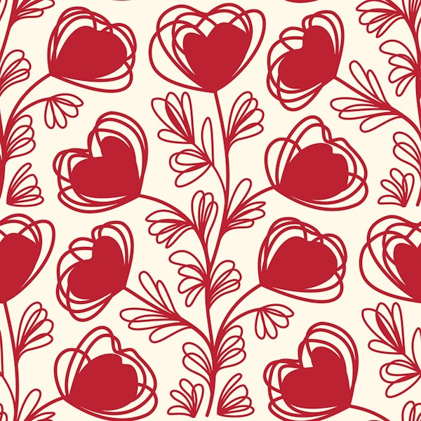 Sweetheart Plant Motif Red