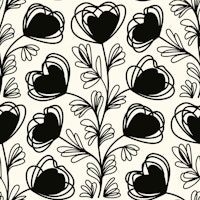 Elegant Heart Plant Design Black White wallpaper